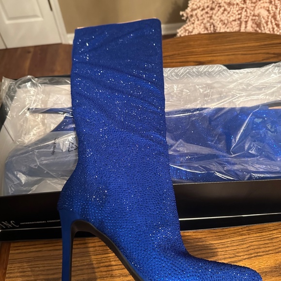INC Tall Boots Blue Glitter - Picture 3 of 4